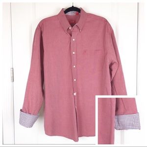 ⤵️$16 Izod FLIP CUFFS Button Down Shirt Blush Red